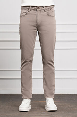  Erkek Bej Mevsimlik Pamuk 5 Cep Dynamic Fit Jean Pantolon