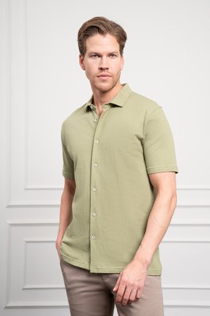  Erkek Çağla Yeşili Trend Apaçi Yaka Dynamic Fit Kısa Kollu Gömlek