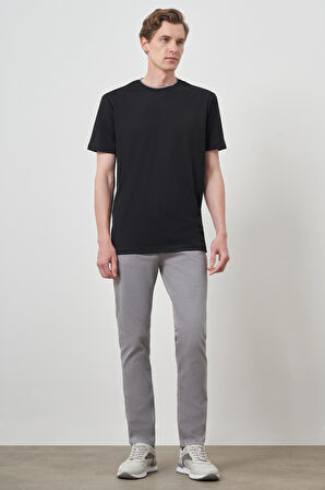  Erkek Siyah Trend Bisiklet Yaka T-Shirt