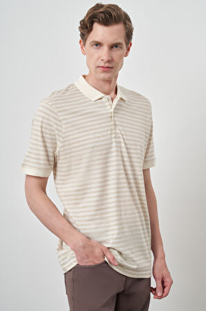  Erkek Bej Trend  Polo Yaka T-Shirt