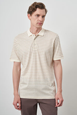  Erkek Bej Trend  Polo Yaka T-Shirt