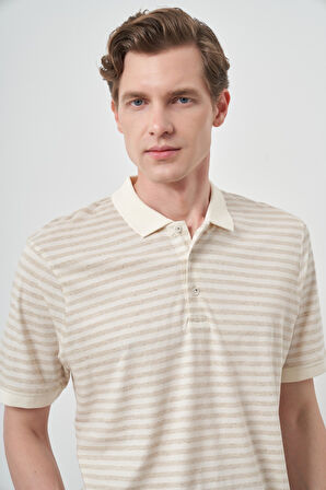  Erkek Bej Trend  Polo Yaka T-Shirt