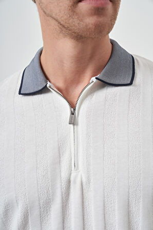  Erkek Ekru Trend  Polo Yaka T-Shirt