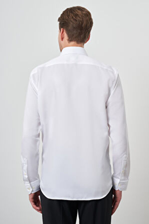  Erkek Beyaz Pamuk Trend Slim Fit Dar Kesim Non Iron Gömlek