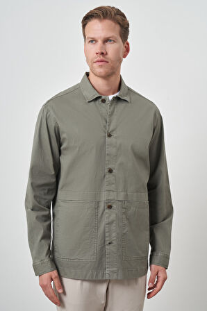  Erkek Su Yeşili Worker Gömlek Ceket