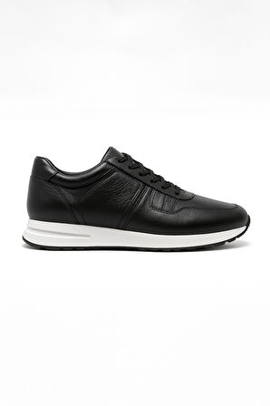  Erkek Siyah Deri Sneaker Ayakkabı