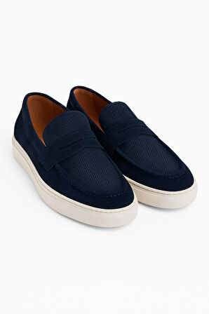  Erkek Lacivert Yazlık Casual Eva Taban Süet Ayakkabı