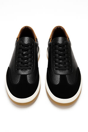  Erkek Siyah Mevsimlik Casual Deri Ayakkabı