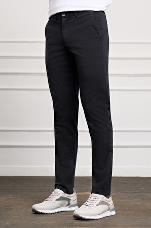  Erkek Siyah Slim Fit Chino Pantolon