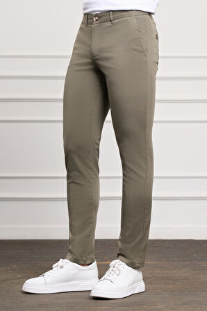  Erkek Yeşil Slim Fit Chino Pantolon