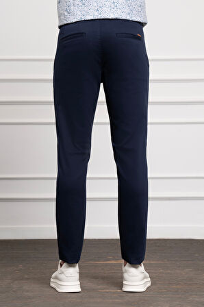  Erkek Lacivert Slim Fit Chino Pantolon
