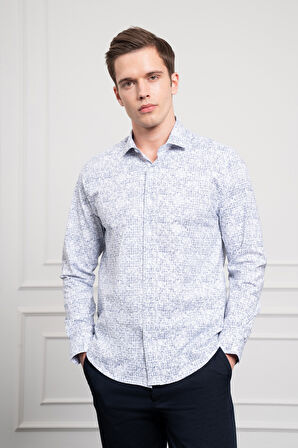  Erkek Lacivert Trend Dynamic Fit İtalyan Yaka Gömlek