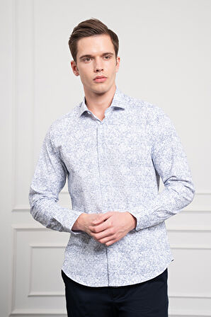  Erkek Lacivert Trend Dynamic Fit İtalyan Yaka Gömlek