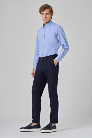  Erkek Lacivert Yazlık Pamuk Yan Cep Slim Fit Chino Pantolon