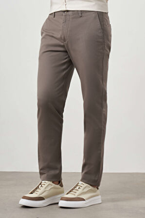  Erkek Haki Yazlık Pamuk Yan Cep Slim Fit Chino Pantolon