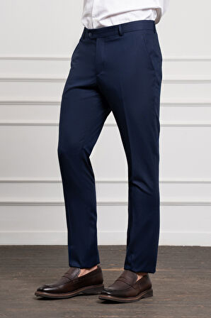  Erkek Lacivert Basic Slim Fit Classic Pantolon