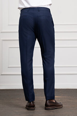  Erkek Lacivert Basic Slim Fit Classic Pantolon