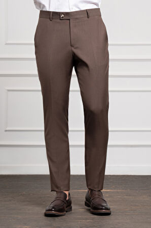  Erkek KAHVE Basic Slim Fit Classic Pantolon