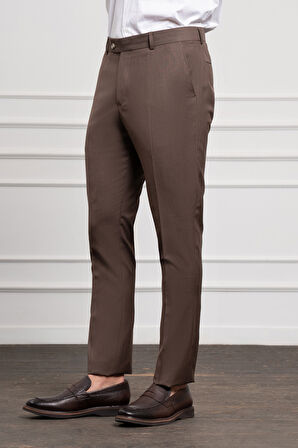  Erkek KAHVE Basic Slim Fit Classic Pantolon