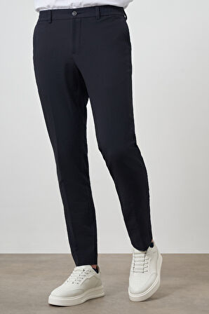  Erkek Lacivert Polyester Lastikli Trend Slim Fit Pantolon