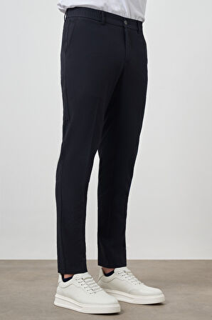  Erkek Lacivert Polyester Lastikli Trend Slim Fit Pantolon