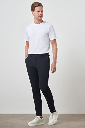  Erkek Lacivert Polyester Lastikli Trend Slim Fit Pantolon