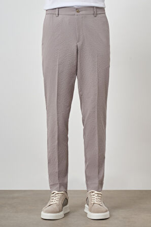  Erkek Bej Polyester Lastikli Trend Slim Fit Pantolon