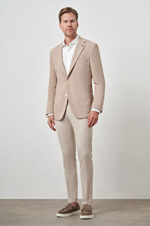  Erkek Bej Trend Dynamic Fit  Mono Yaka Ceket