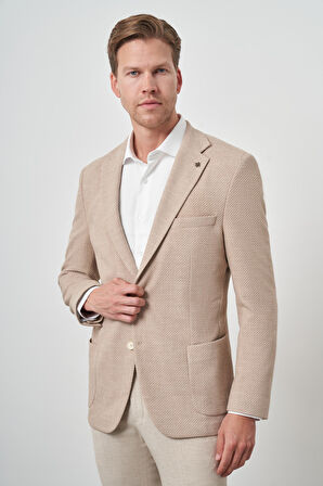  Erkek Bej Trend Dynamic Fit  Mono Yaka Ceket