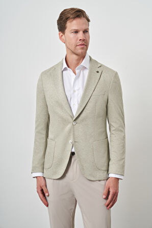  Erkek Yeşil Örme Slim Fit Ceket