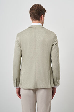  Erkek Yeşil Örme Slim Fit Ceket