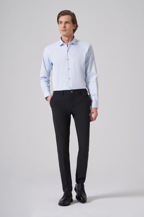  Erkek Siyah Trend Slim Fit Yandan Lastikli Pantolon