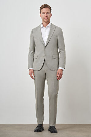  Erkek Yeşil Trend Poliviskon Slim Fit Sivri Yaka Takım Elbise