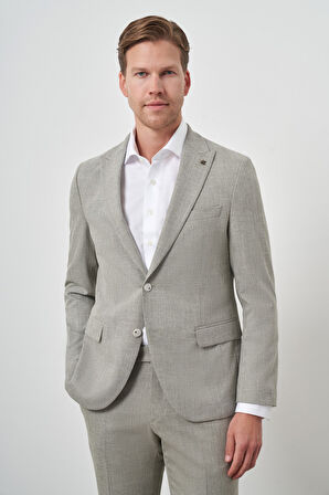  Erkek Yeşil Trend Poliviskon Slim Fit Sivri Yaka Takım Elbise