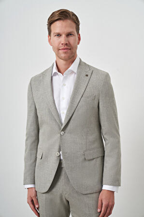  Erkek Yeşil Trend Poliviskon Slim Fit Sivri Yaka Takım Elbise