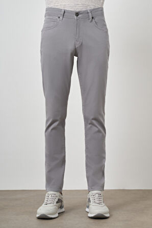  Erkek Gri Pamuk 5 Cep Slim Fit Jean Kot Pantolon