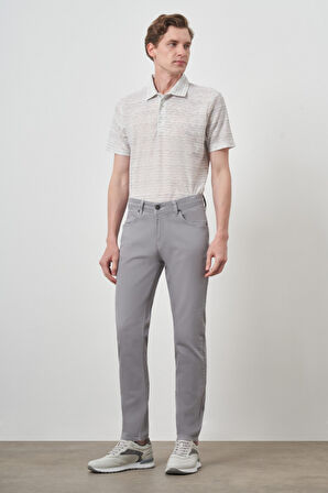  Erkek Gri Pamuk 5 Cep Slim Fit Jean Kot Pantolon