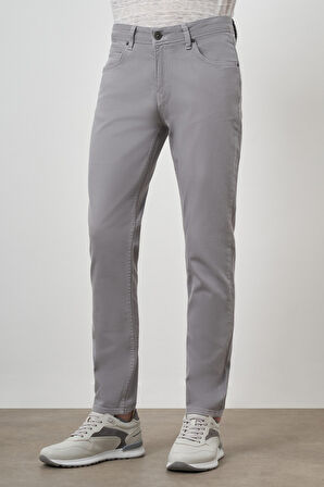  Erkek Gri Pamuk 5 Cep Slim Fit Jean Kot Pantolon