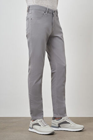  Erkek Gri Pamuk 5 Cep Slim Fit Jean Kot Pantolon
