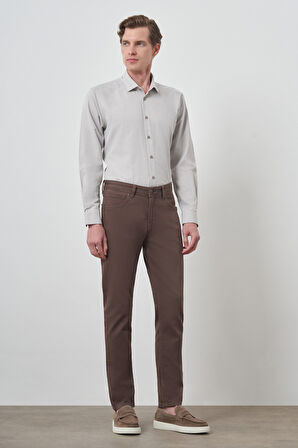  Erkek KAHVE Pamuk 5 Cep Slim Fit Jean Kot Pantolon