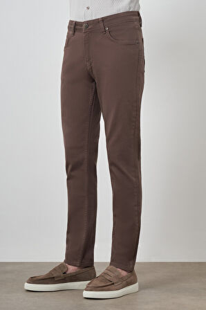  Erkek KAHVE Pamuk 5 Cep Slim Fit Jean Kot Pantolon