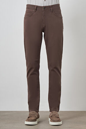  Erkek KAHVE Pamuk 5 Cep Slim Fit Jean Kot Pantolon