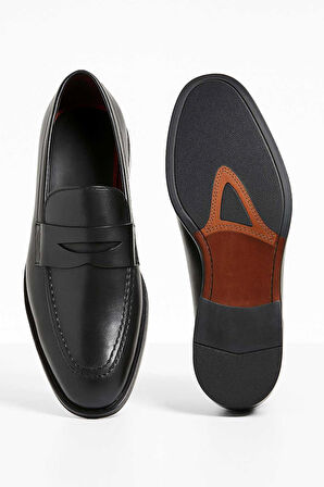  Erkek Siyah Classic Analin Neolit Taban Kuşaklı Ayakkabı