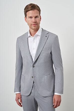  Erkek Gri Trend Slim Fit Mono Yaka Takım Elbise