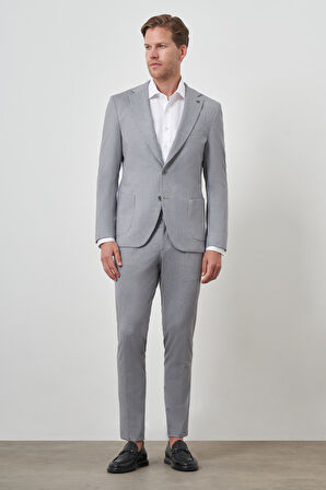 Erkek Gri Trend Slim Fit Mono Yaka Takım Elbise