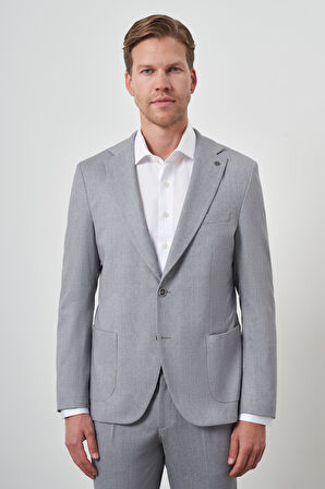  Erkek Gri Trend Slim Fit Mono Yaka Takım Elbise