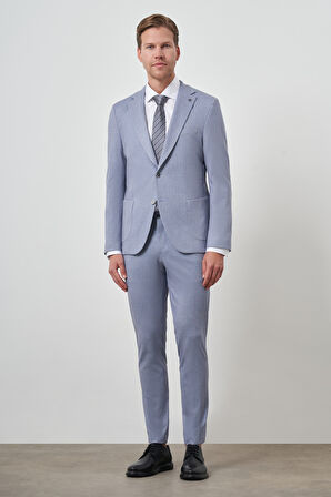  Erkek İndigo Trend Slim Fit Mono Yaka Takım Elbise