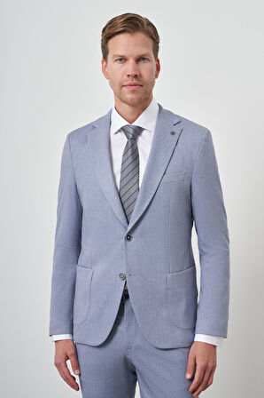  Erkek İndigo Trend Slim Fit Mono Yaka Takım Elbise