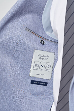  Erkek İndigo Trend Slim Fit Mono Yaka Takım Elbise