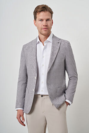  Erkek Vişne Keten Dokuma  Slim Fit Mono Yaka Ceket